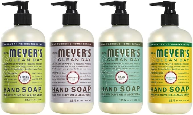 Mrs. MEYER'S CLEAN DAY Hand Soap Bundle (Lemon Verbena + Lavender + Basil + Honeysuckle)