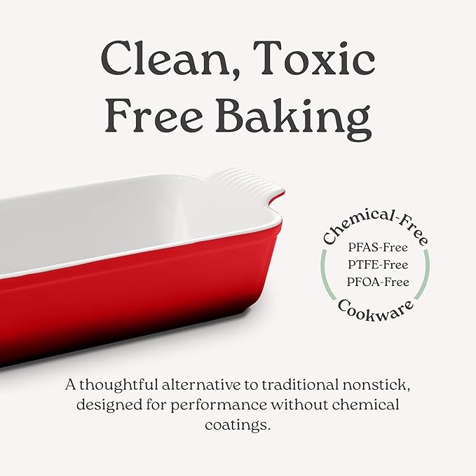 Signature Stoneware Loaf Pan | Non-Stick for Perfect Baking and Bread Making | 1lb Loaf Pan [Glossy White]