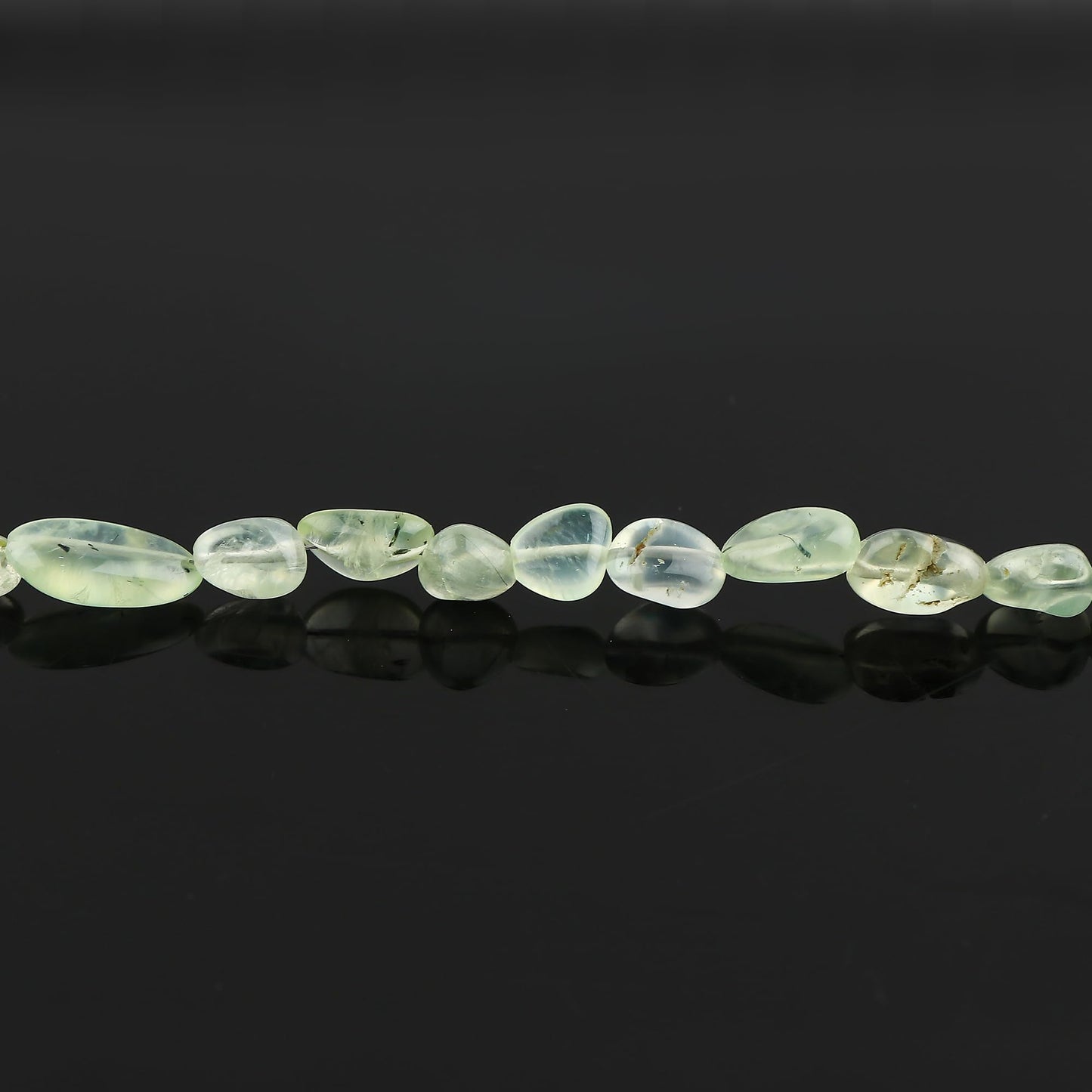 GemSymphony Prehnite Light Gemstone Tumble Bracelet – Hypoallergenic Gold Plated Chain, 7+1 Inch Adjustable, Spring Ring Clasp, Handmade Crystal Bracelet for Women, Natural Stone Healing Jewelry (Prehnite Light)