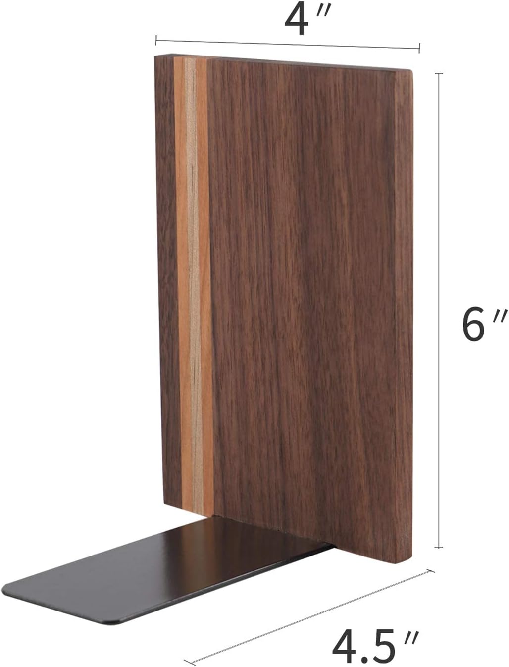 Muso Wood Artist Bookends, Decorative Bookshelf Book Ends Heavy Duty Bookends Desktop Organize Books Wooden Book Ends for Home Office Kitchen 6"x4" (Walnut)