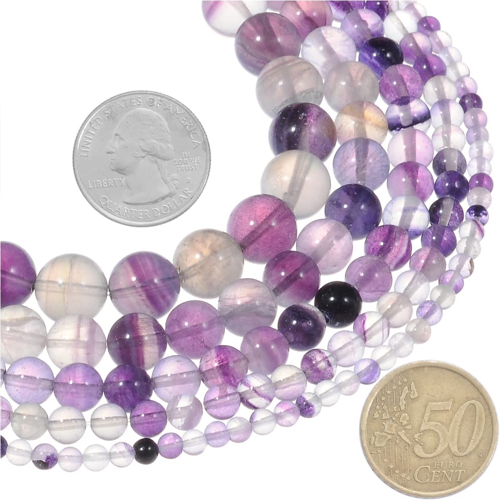 10mm Natural Purple Fluorite Gemstone Round Loose Beads Crystal Stone Bracelet Necklace Accessories Crafts for Jewelry Making DIY,1 Strand 15"