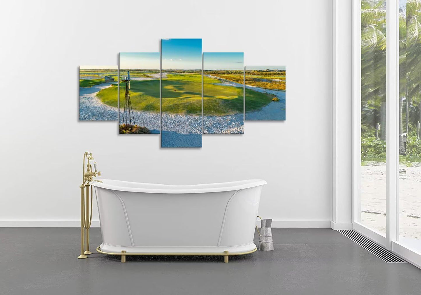 Streamsong Black Course 9th Hole Wall Art for Living Room Bedroom Bathroom Home Decorations Golf Course Pictures Posters Framed Artwork Canvas Prints Ready to Hang(60''W x 40''H)