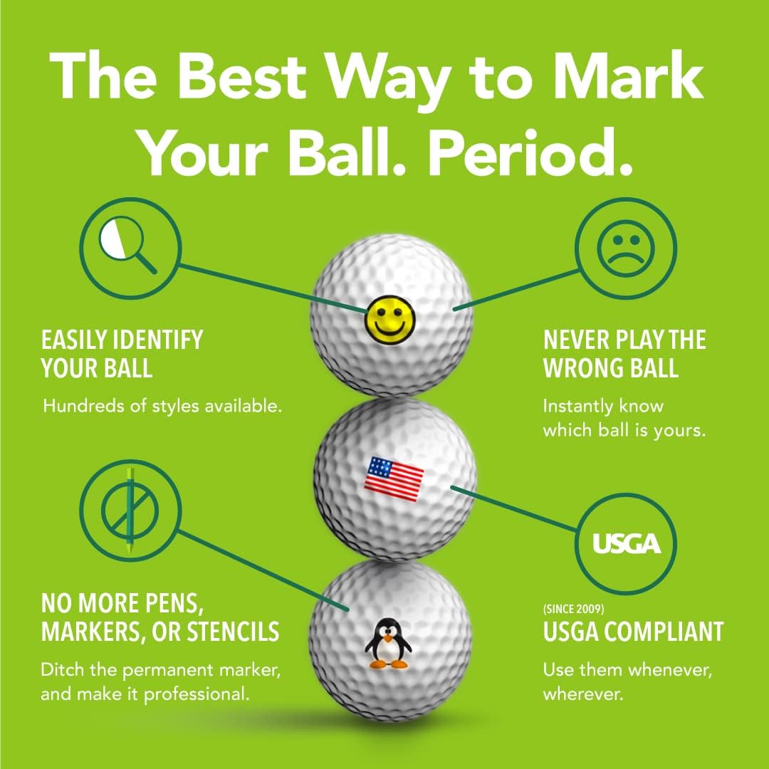 Golfdotz - USGA Rule Conforming Golf Ball Markers, Golf Ball Stickers for Marking Balls, No More Smearing from Stamps, Gifts for Golfers, Dads, and Retirees, (18-32-Count)
