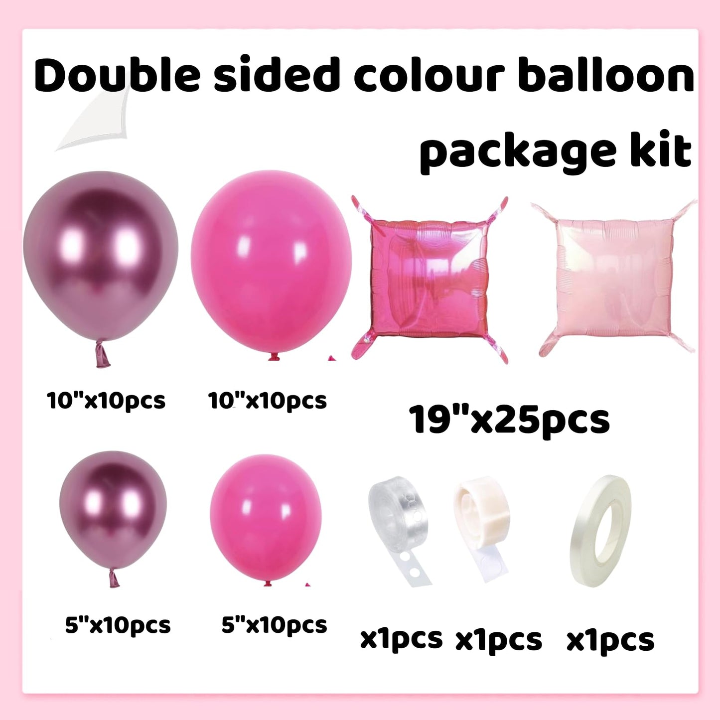 Orgnafey Metallic Magenta Hot Pink Flat Square Foil Balloons Tunnel Arch Wall Mylar Balloon Garland Kit Valentine's Day Bachelorette Birthday Engagement Bridal Wedding Party Background Decorations