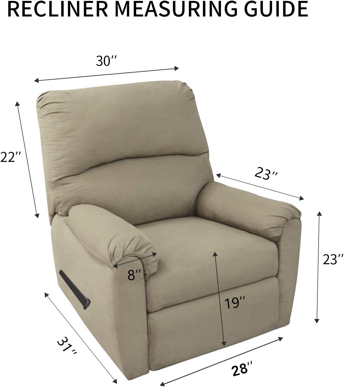 PureFit Reversible Sofa Cover Water Resistant Recliner Couch Cover, Machine Washable Furniture Cover with Adjustable Strap for Dogs, Pets (Recliner, Dark Blue/Light Blue)