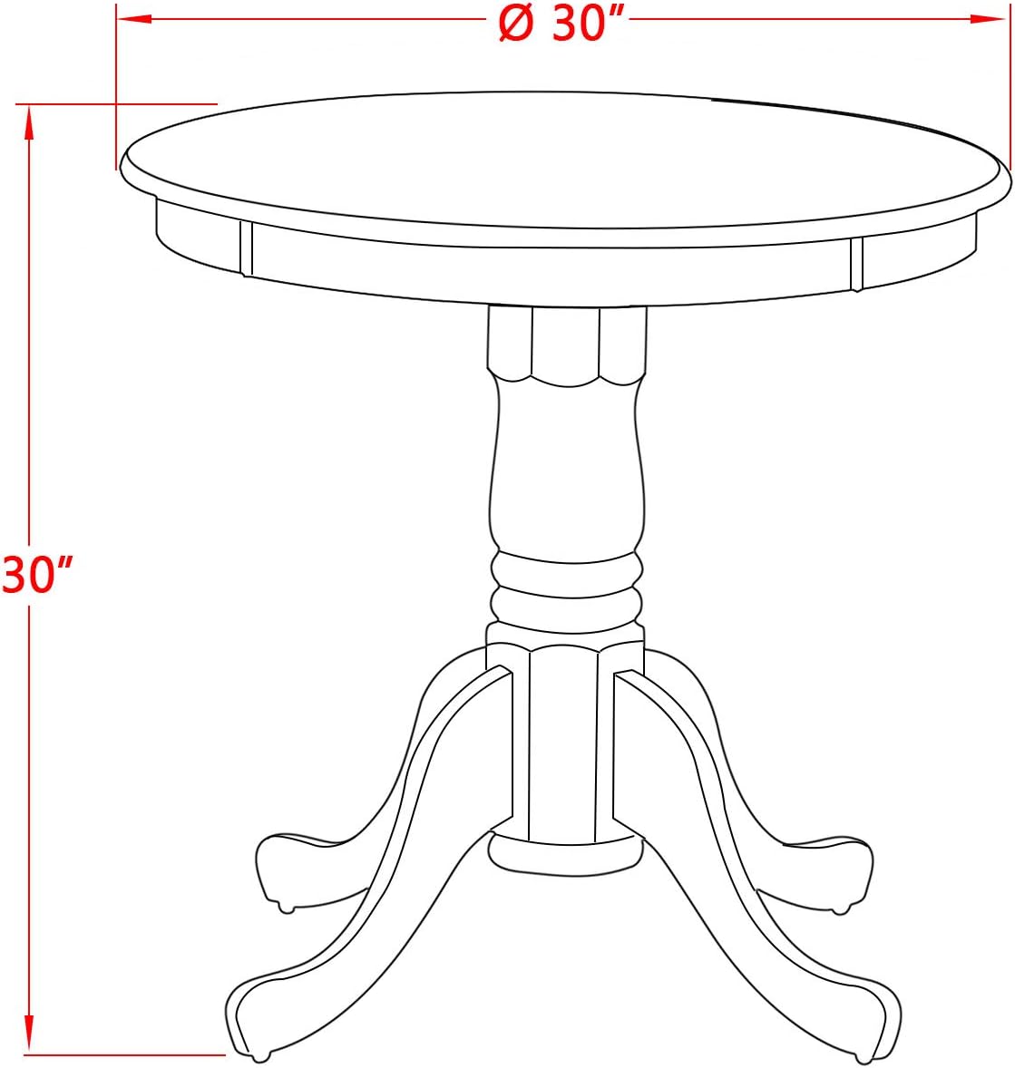 East West Furniture ESNF3-OAK-W 3 Piece Dining Set Contains a Round Dining Table with Pedestal and 2 Kitchen Chairs, 30x30 Inch, Oak