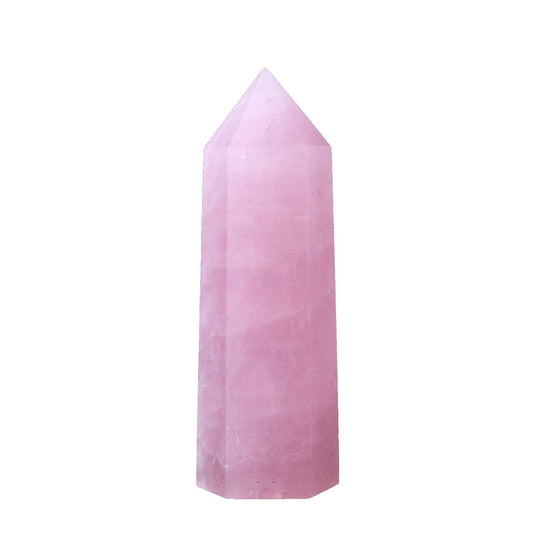 Runyangshi Large Rose Quartz Natural Healing Crystal Wand 4.72"-5" Crystals Tower 6 Faceted Single Point Crystal Prism Wand Natural Stones for Meditation Reiki Chakra Therapy Home Decor Gift