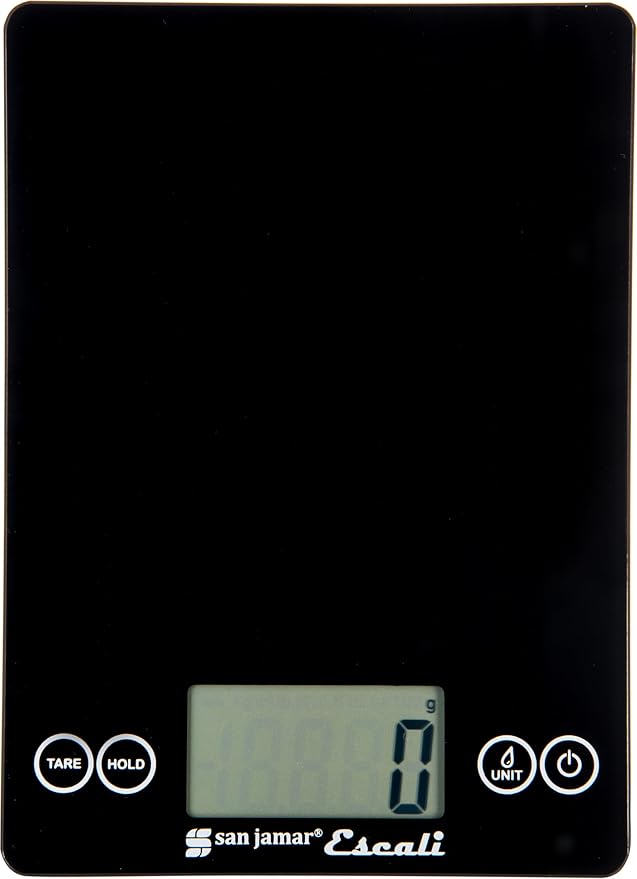 San Jamar Escali Glass Digital Food Scale, Black