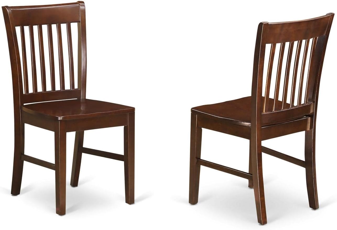 East West Furniture PSNO5-MAH-W 5 Piece Dining Table Set for 4 Includes a Rectangle Kitchen Table with Butterfly Leaf and 4 Dining Room Chairs, 32x60 Inch, Mahogany