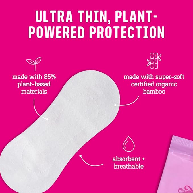 Flo - Daily Liners (24 Pack) Very Light Flow - Wrapped, Ultra-Thin - Natural, Absorbent, Soft & Breathable - Made with Organic Bamboo Panty - Liners for Women - Fragrance Free - Vegan & Cruelty Free