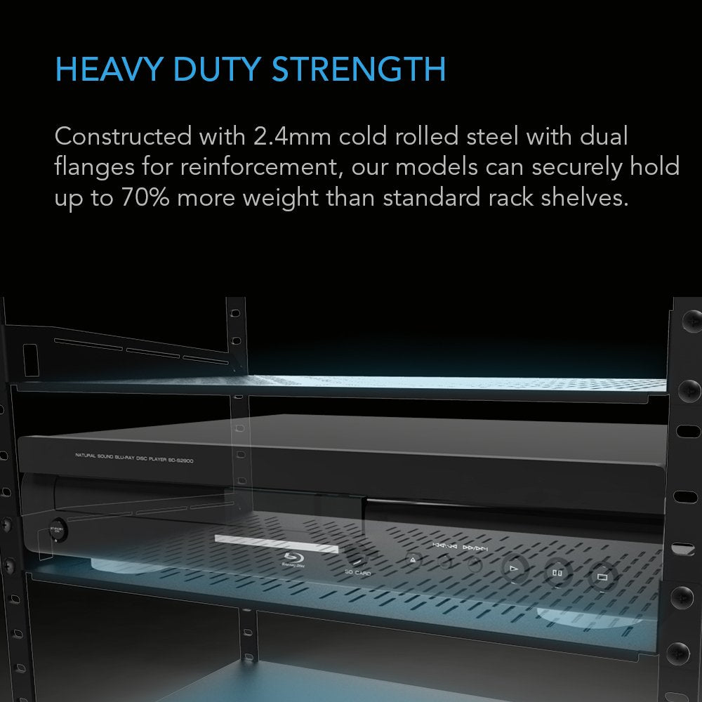 Ac Infinity Vented Cantilever 2U Universal Rack Shelf, 16 Deep, For 19    Equipment Racks. Heavy-Duty 2.4Mm Cold Rolled Steel, 1