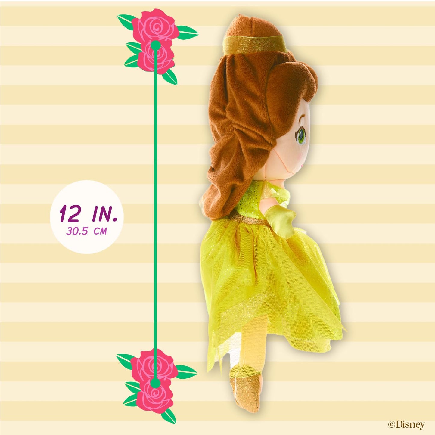 Kids Preferred Disney Baby - Belle 12" Plush Doll with Musical Sounds - Beauty & The Beast Collectable Stuffed Animal for Babies, Toddlers and Kids