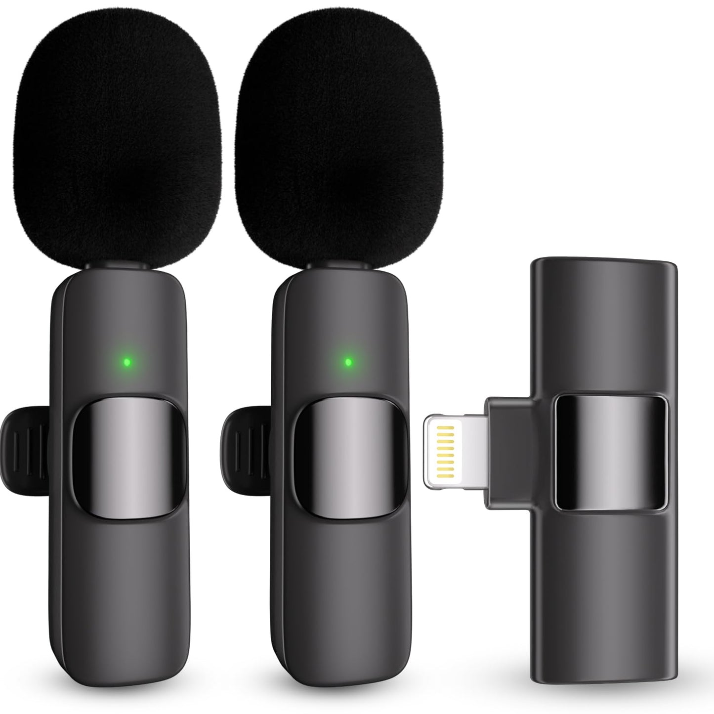 Professional Wireless Lavalier Lapel Microphone for iPhone, iPad, Cordless Omnidirectional Condenser Recording Mic for Video Rec
