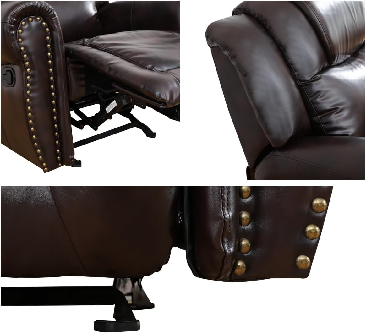 Leather Recliner Chair, Recliner Home Theater Seating, Electric Reclining Chair for Adult, Breathing Chair for Living Room, Espresso