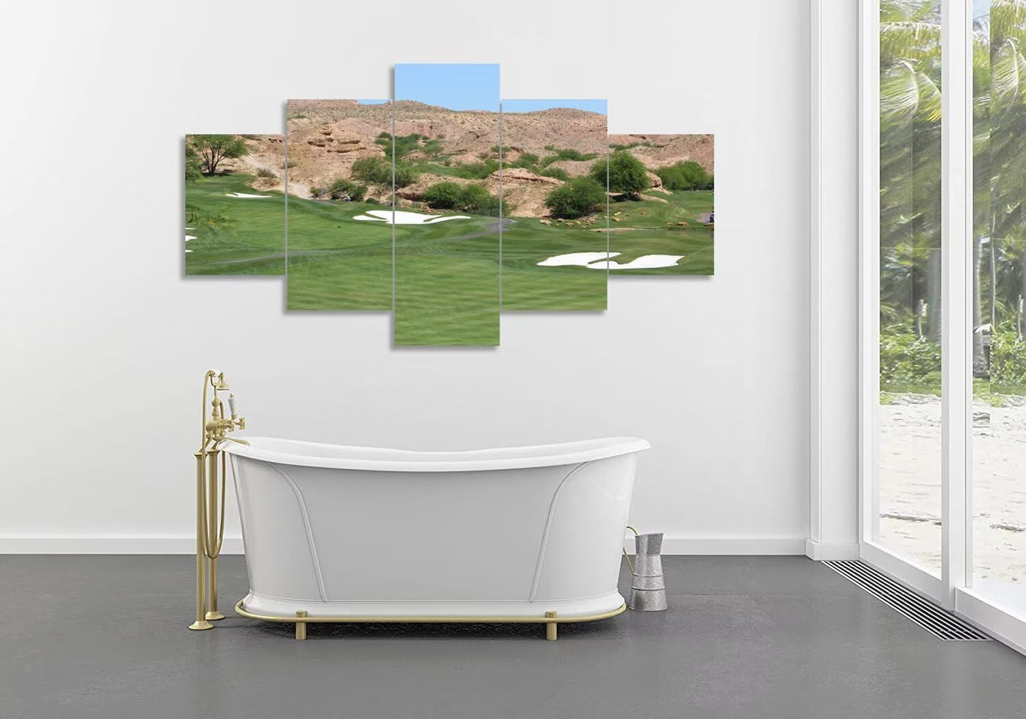 USA Canyons Golf Desert Wall Art for Office Living Room Bedroom Bathroom Wall Decorations Golf Pictures Posters Framed Artwork Canvas Prints Ready to Hang(60''W x 32''H)
