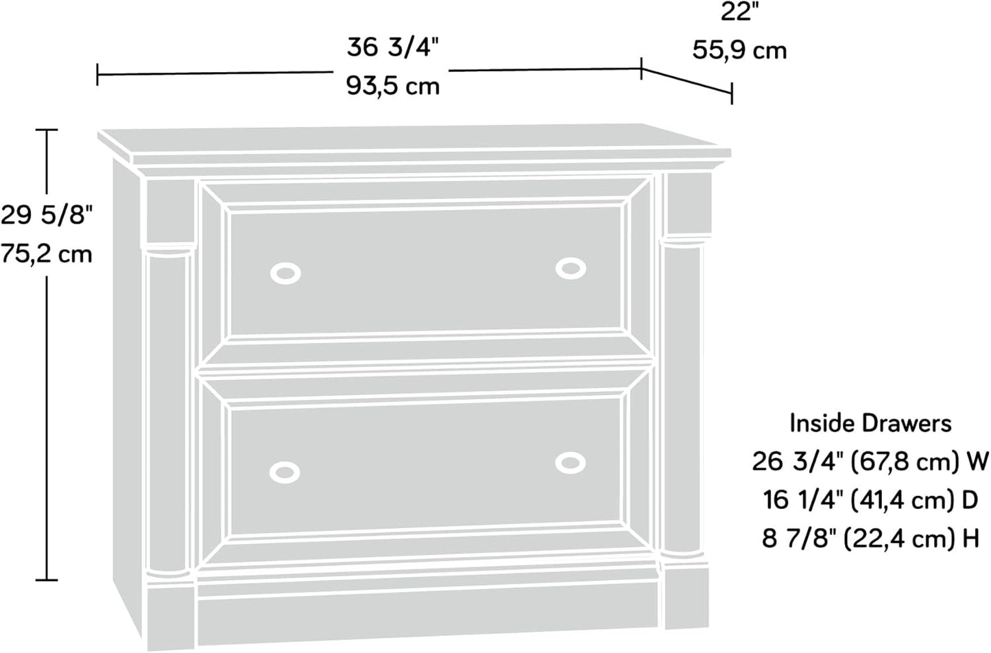 Sauder Palladia Lateral File, L: 36.81" x W: 22.01" x H: 29.62", Select Cherry