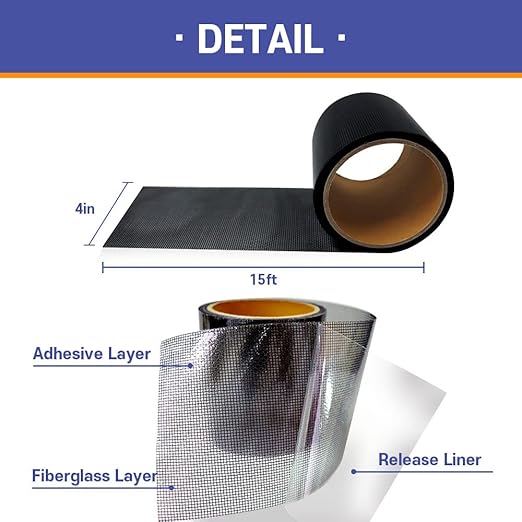 HA SHI Screen Repair Kit for Windows or Doors (4" x 15FT, Black) 3-Layer Strong Adhesive Tape, Made in Korea, Ease-Installation Fiberglass Covering Mesh