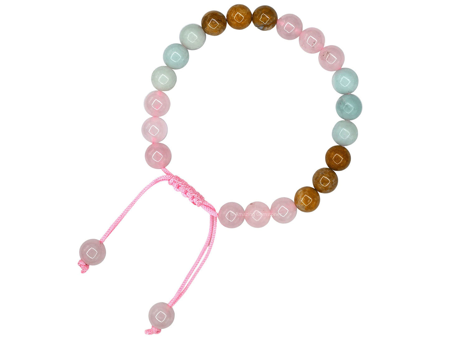 Amazing Gemstone Trauma Manifestation PTSD Bracelet - Rose Quartz Amazonite Yellow Jasper Bracelet Set for Men Women Healing Calming Anxiety Stress Relief Item Gifts(Adjustable)