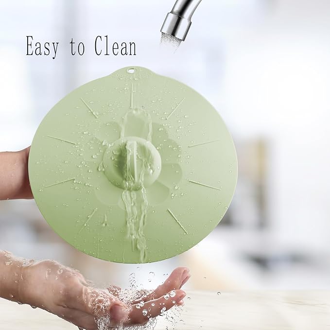 4 Pack 9.4" Silicone Lids for Cups Bowls Plates Pans, Microwave Splatter Cover, Kitchen Containers Lids Cover for Food Storage,Light Green Large