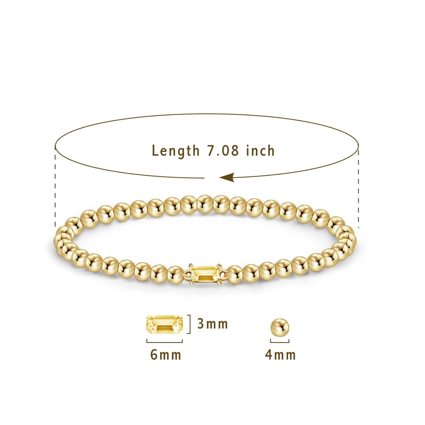 Free bird November Birthstone Bracelet Citrine Bracelet 14K Gold Plated Stretch Birthstone Beaded Bracelet with Yellow Topaz Stone Gold Bracelet Jewelry for Women