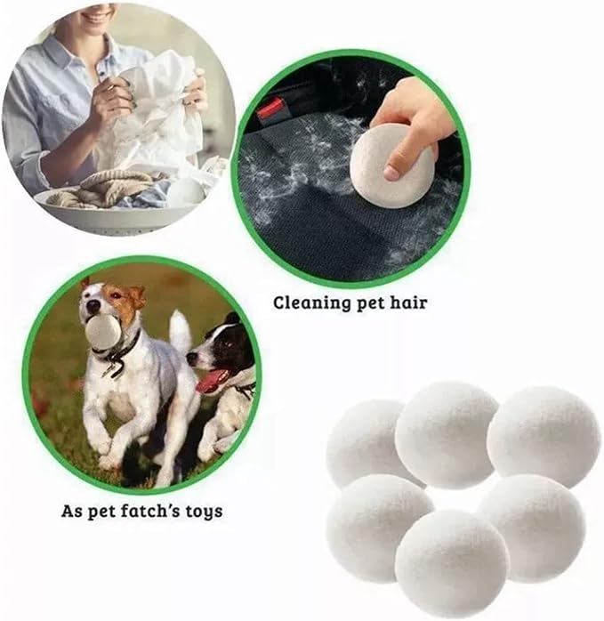 CHICIRIS Wool Dryer Balls, 6PCS Fabric Softener for Shortening Drying Time, Laundry Balls for Fluffy Fabrics, Baby Showers, Christmas