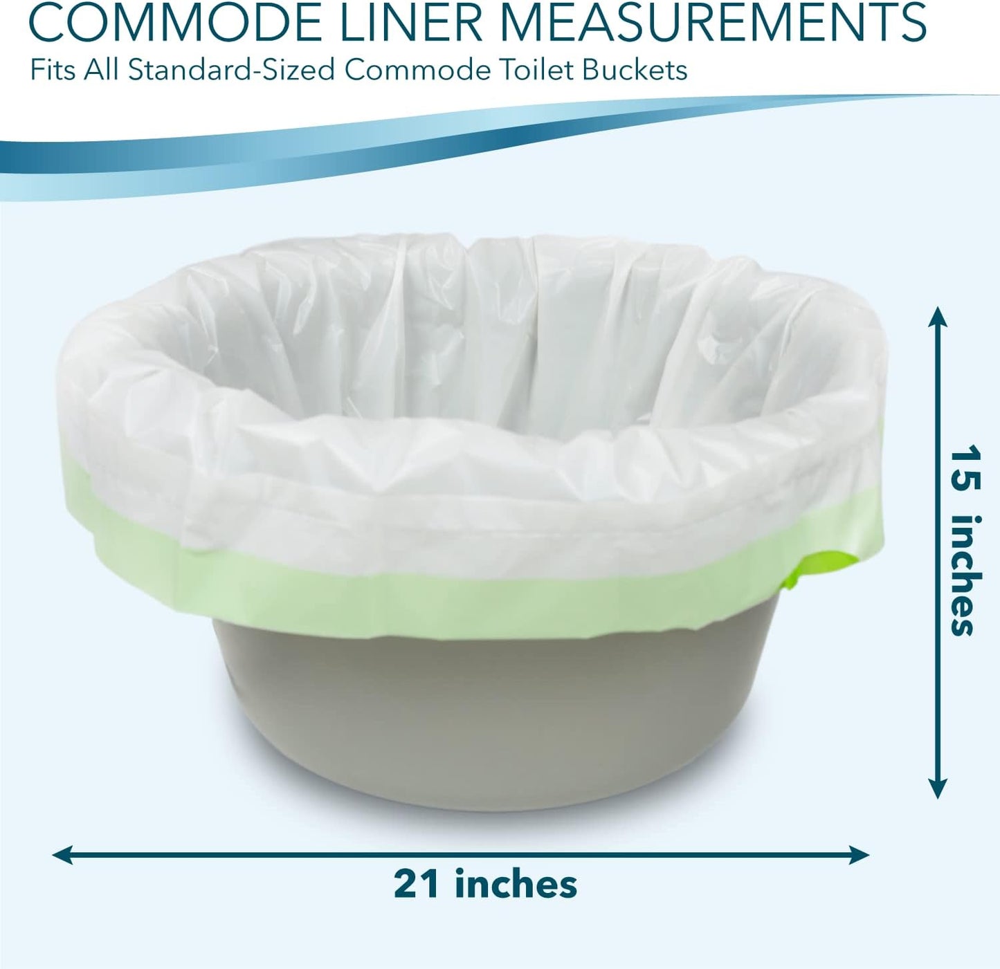 Disposable Bedside Commode Liners for Adult Portable Toilet Chair Seat Bucket and Bedpan | Value Pack of 48 Waste Bags | Universal Fit Liners for Home Medical Care