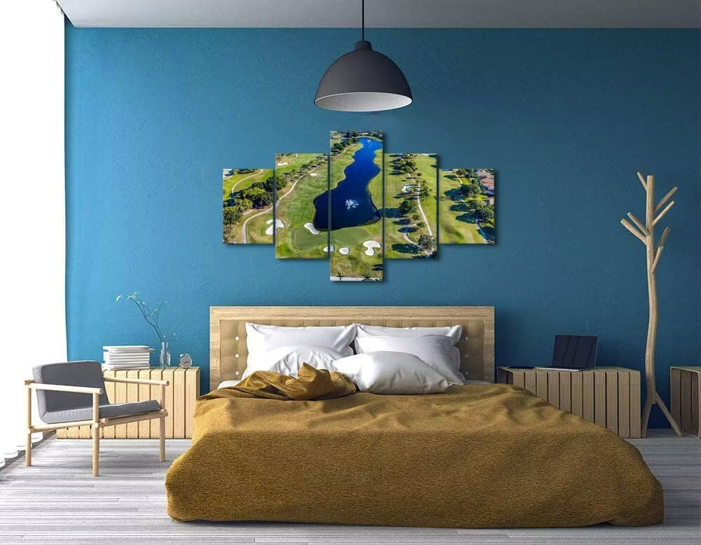 WESTON FL USA Golf Course Canvas Wall Art for Office Golf Course Wall Decor for Living Room Bedroom Bathroom Home Decorations Golf Course Pictures Framed Artwork Ready to Hang(60''W x 32''H)