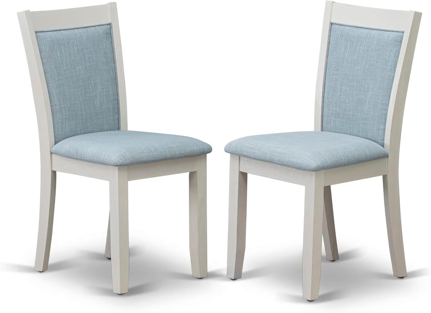 East West Furniture V097MZ015-5 5 Piece Kitchen Table Set for 4 Includes a Rectangle Dining Table with V-Legs and 4 Baby Blue Linen Fabric Parson Dining Chairs, 40x72 Inch, Multi-Color