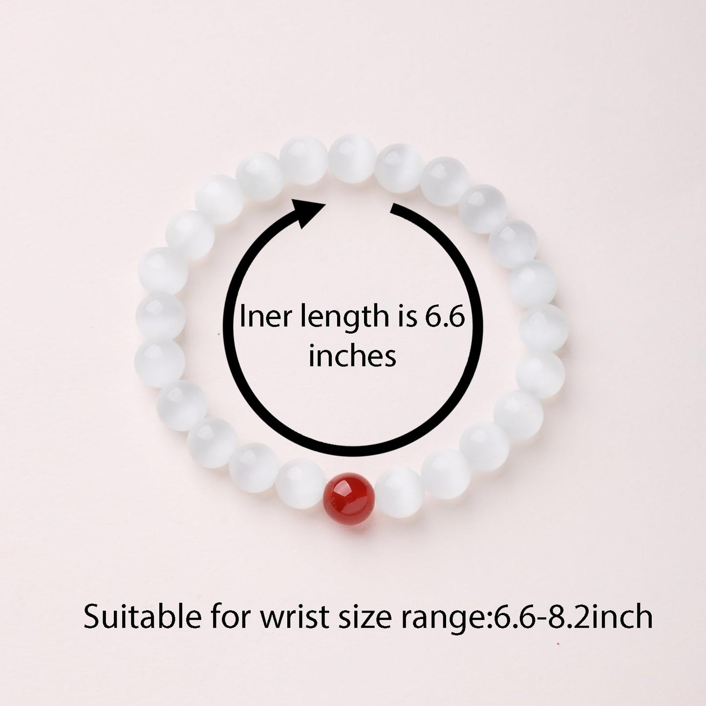 Cryhand White red Jade Bracelets For Men Protection Healing Crystal Bracelet For Women Spiritual Charms Stretchy 8mm Beaded Lucky Handmade Anxiety Braceletss