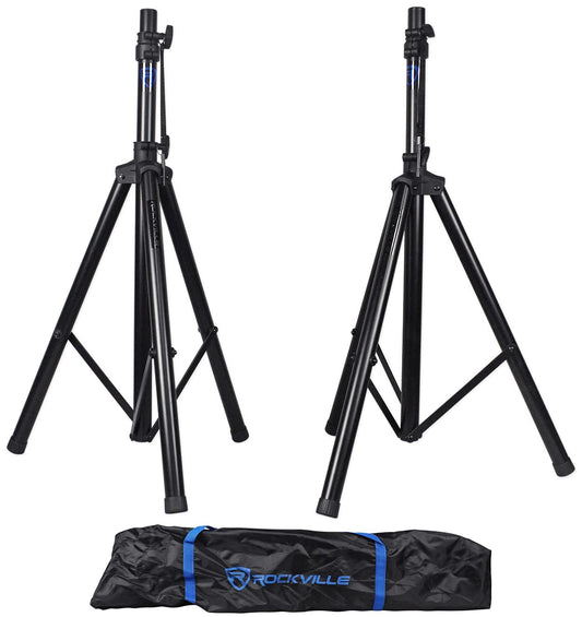Rockville RVES1 Pair Tripod DJ PA Speaker Stands with Carry Bag, 100 lbs Capacity, Adjustable Height to 71, Steel Construction,