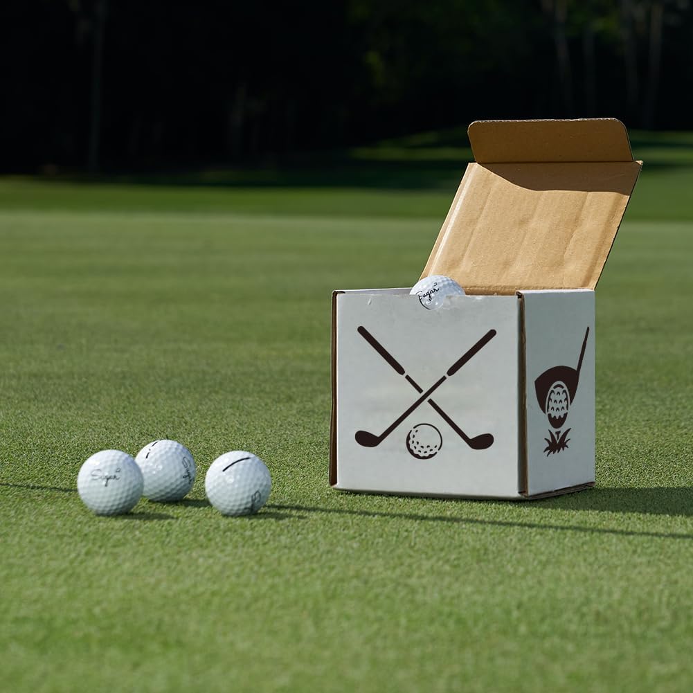 MAYJOYDIY 9PCS Golf Stencils Set - 6x6inch Golf Cart Caddy & Club Template - Washable PET Material for T-Shirts, Albums, Cards & Painting