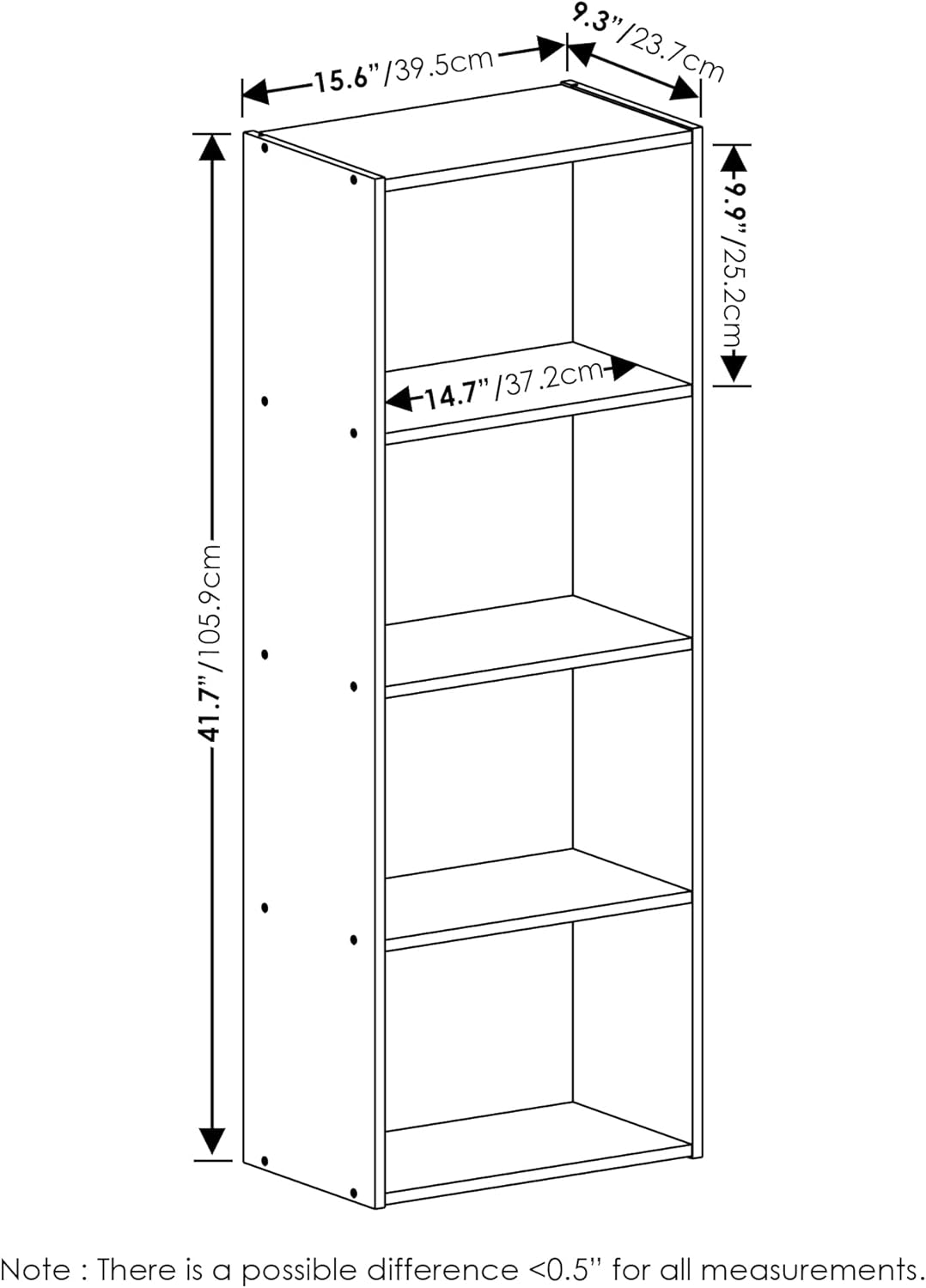 Furinno Luder Bookcase / Book / Storage, 4-Tier, French Oak