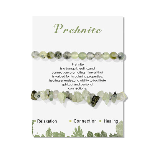2Pcs Prehnite Bracelet for Women 6mm Handmade Adjustable Prehnite Beaded Bracelet Natural Stone Gemstone Bracelets Prehnite Crystal Bracelet Healing Crystal Bracelet Prehnite Jewelry for Women Men