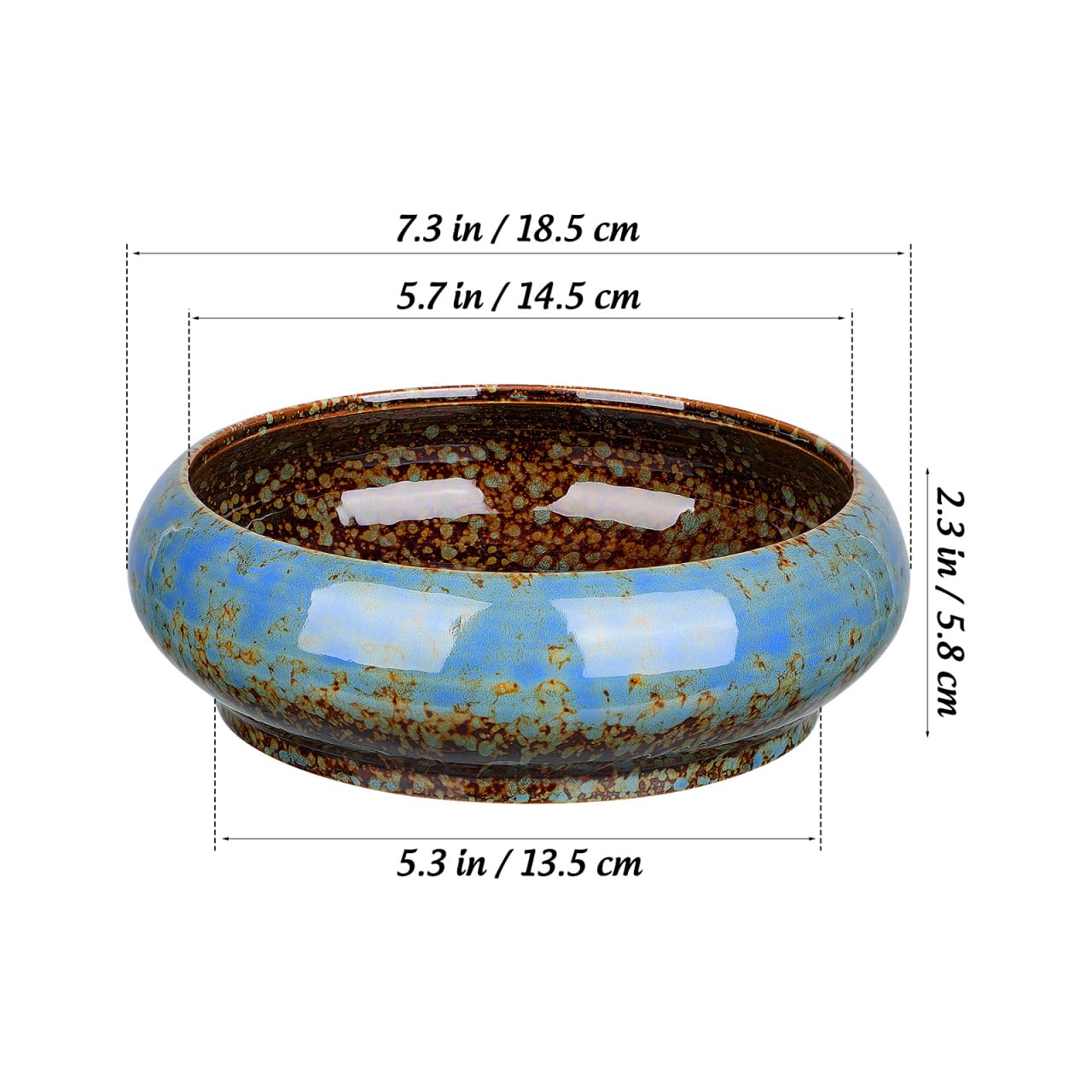 Abaodam Lotus Bowl Planter, Ceramic Water Lily Pot for Growing Lotus Flower Seeds, Shallow Bonsai Bowl for Aquatic Plants, Succulents, Hydroponic Planter for Zen Garden Patio and Home Decor