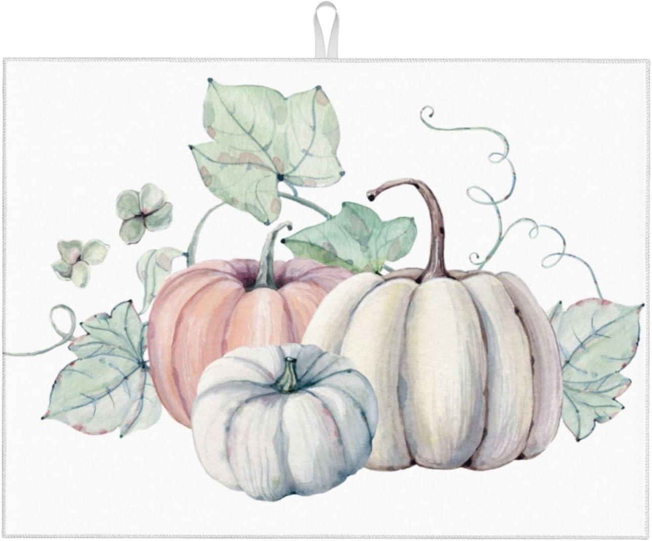 Dish Drying Mat Pumpkin Autumn Fall for Kitchen Counter Absorbent 18x24 Inch Microfiber Dishes Plate Glass Dry Draining Pad Reversible Washable