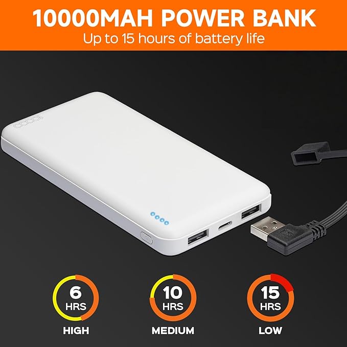 Heated Hand Warmer Pouch, PU Leather Electric Heated Hand Muff, With10000mAh Rechargeable Power Bank Hand Warmer, 3 Levels Heating for Football, Hunting,Fishing,Camping.(Power Bank Included)