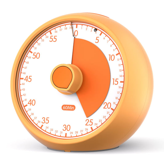 Conchstar Visual Timer for Kids 60-Minute - Countdown Timer with Optional Alarm, Focus Tool for ADHD & Autism, Time Management for Homework, Chores, Office, Kitchen, Teaching & Study Routines (Orange)