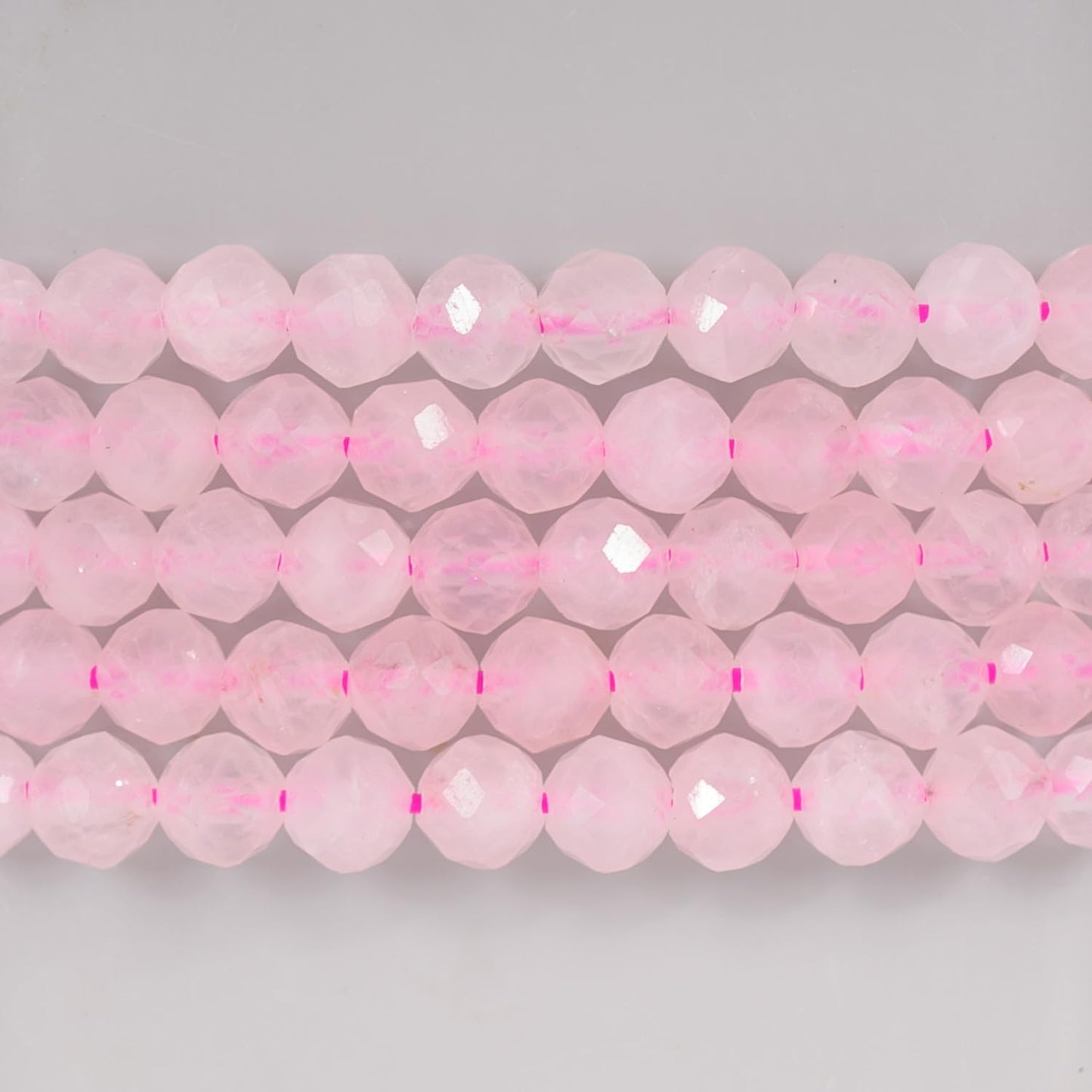 Angelstones Natural Rose Quartz Gemstone Stretch Bracelet, 4mm Faceted Round Beads, Crystal Healing for Women