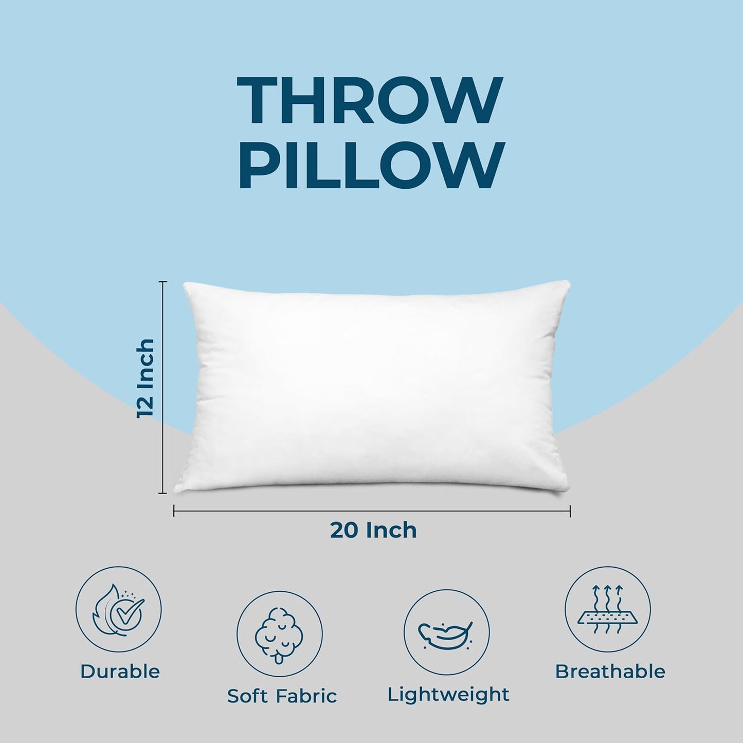 Utopia Bedding Throw Pillows (Set of 4, White), 12 x 20 Inches Pillows for Sofa, Bed and Couch Decorative Stuffer Pillow