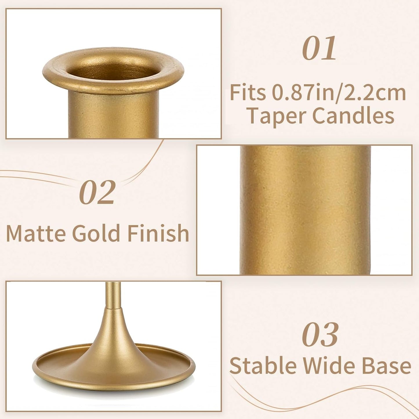 Sziqiqi Gold Candlestick Holders Centerpieces - Vintage Candle Sticks Holder Bulk Small Christmas Centerpieces for Tables Taper Holders Decoration for Party Event Holiday