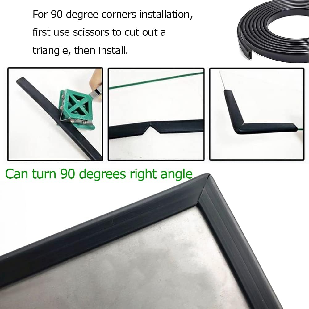 Rubber Edge Trim Black, U Channel PVC Plastic, Metal Sharp Edge Protector Fit for 0.09", Length 10 Feet (3.05 Meter)