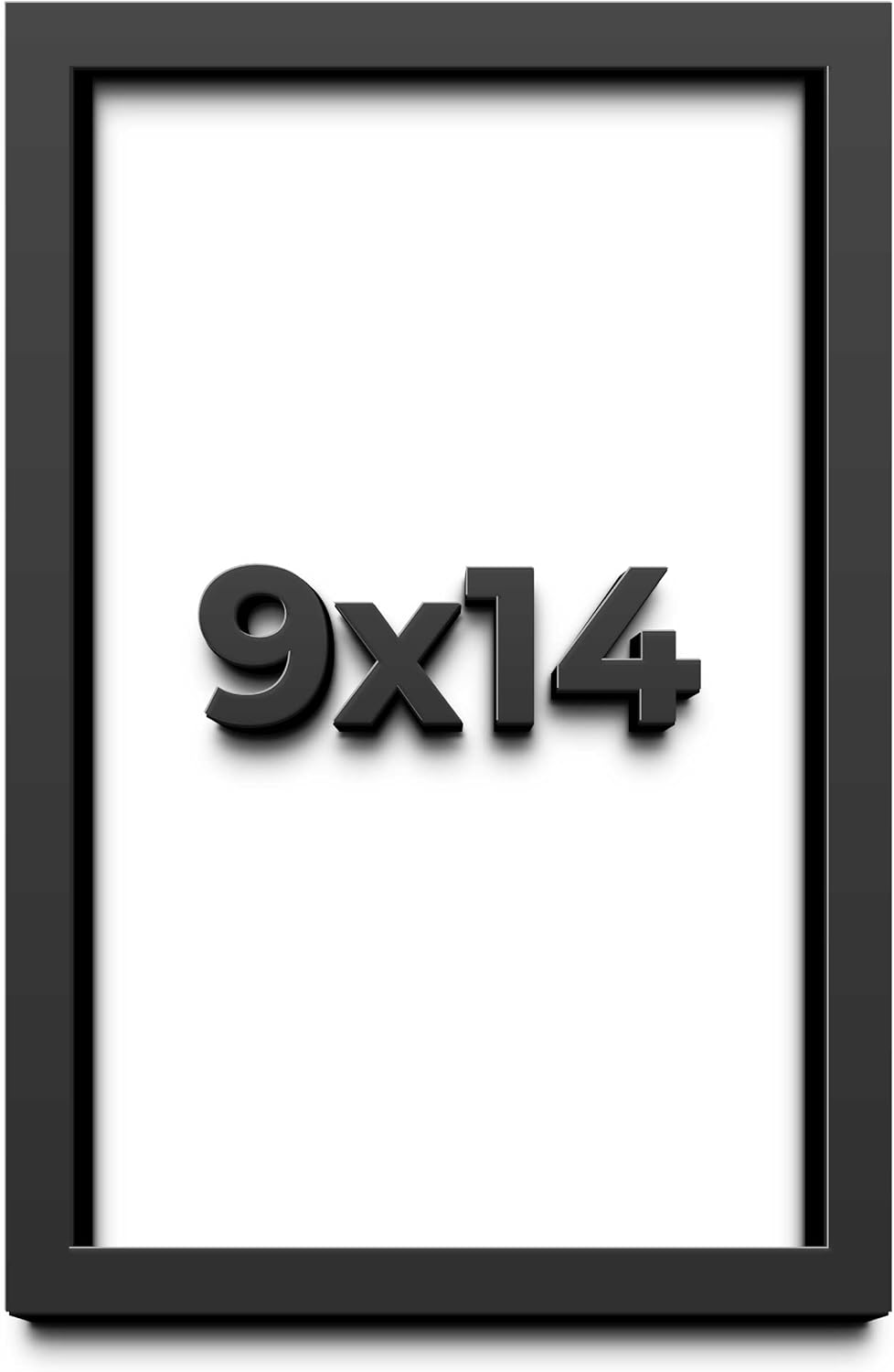 9x14 Shadow Box Black Solid Wood Display Frame with White Acid-Free Backing UV Acrylic & Hanging Hardware - with 3/4" Usable Depth