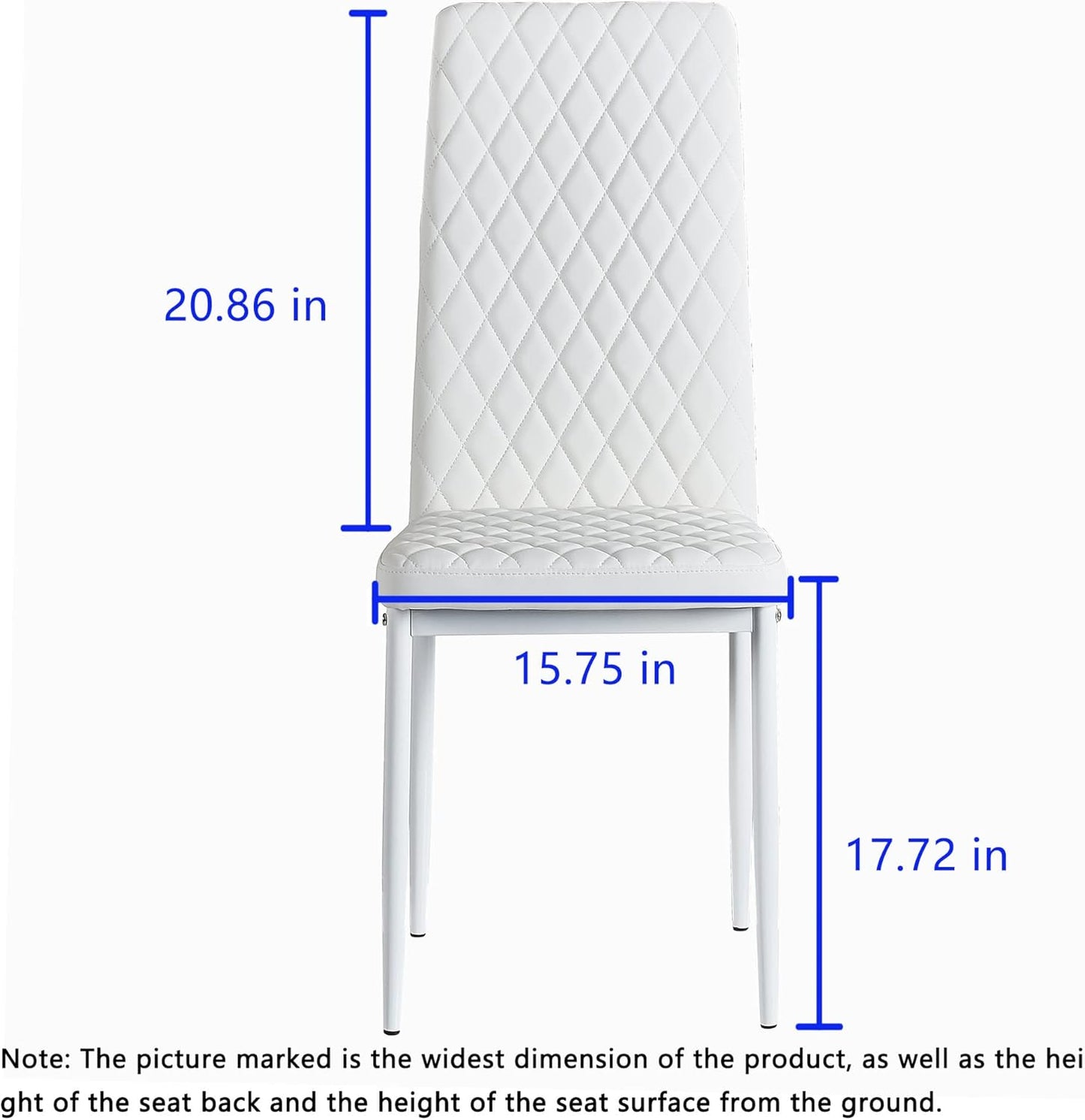 JT Modern Minimalist Dining Chair Fireproof Leather Sprayed Metal Pipe Diamond Grid Pattern Restaurant Home Conference Chair Set of 4 Or 6 (6, White)