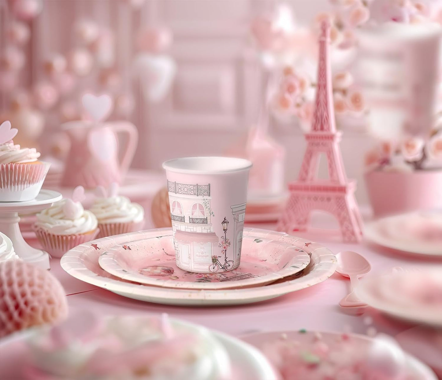 Paris Party Decorations Set - Fun Parisian Party Favor for a Magical Celebration - Disposable Paris Party Supplies for Birthdays and Events