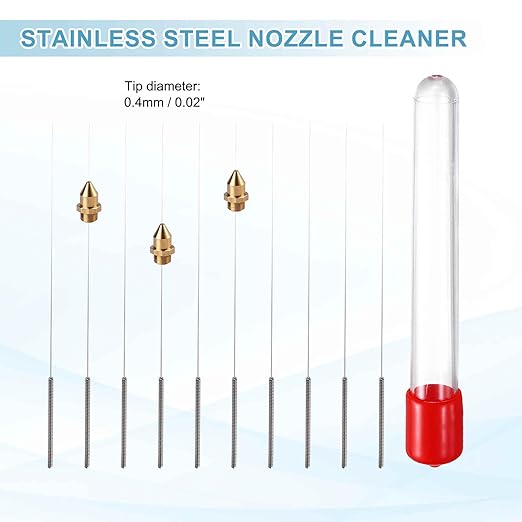 MECCANIXITY 10Pcs 3D Printer Nozzle Cleaning Kit Precision 0.4mm Stainless Steel Cleaner Needles for 3D Printer Clog Removal, Maintenance