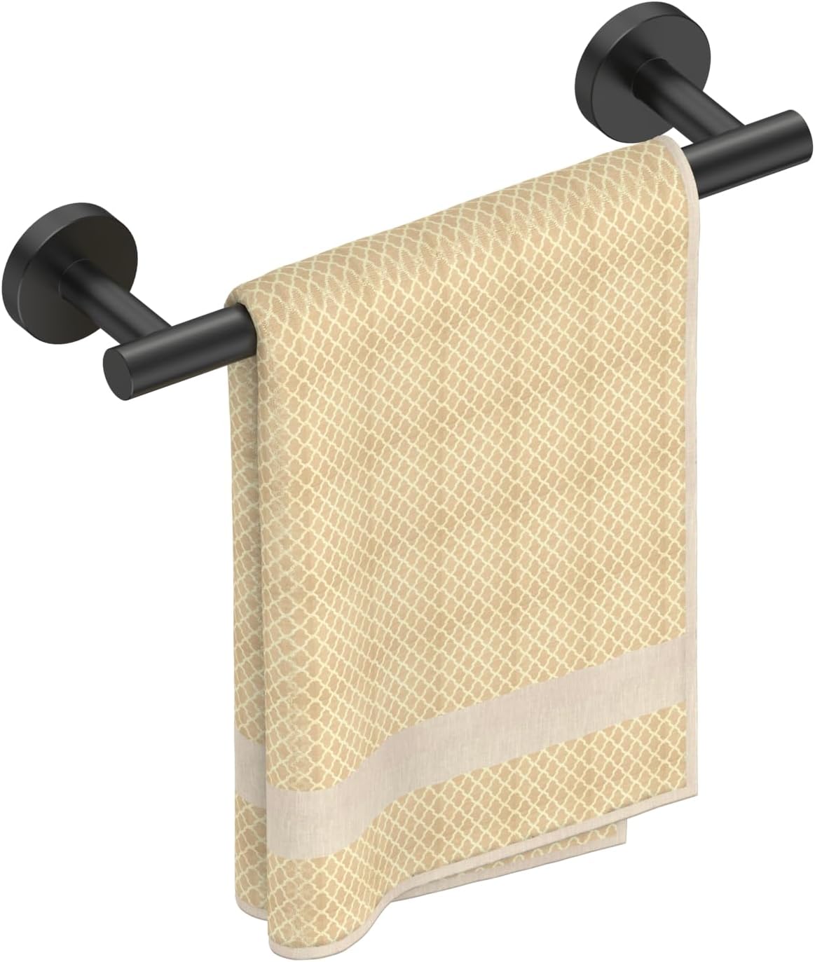 FORIOUS Towel Bar Wall Mounted, Stainless Steel Towel Racks for Bathroom, Includes Wall Mounting Hardware (Matte Black, 14 Inch)