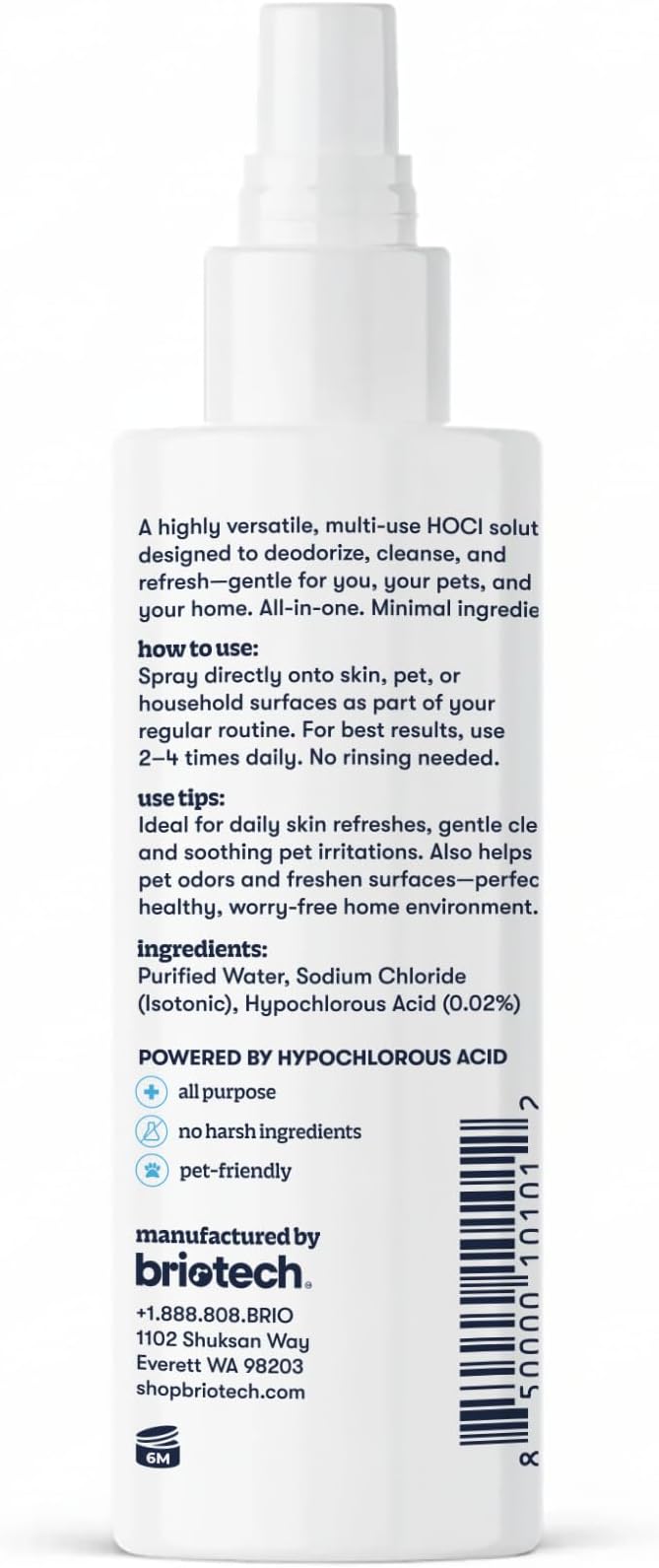 BRIOTECH Pure Hypochlorous Acid Spray and Cleanser, Original Premium HOCl Topical Solution, Multi-Purpose Cleaner, Family Approved & Pet Friendly, 2 fl oz Travel Size (2 Pack)