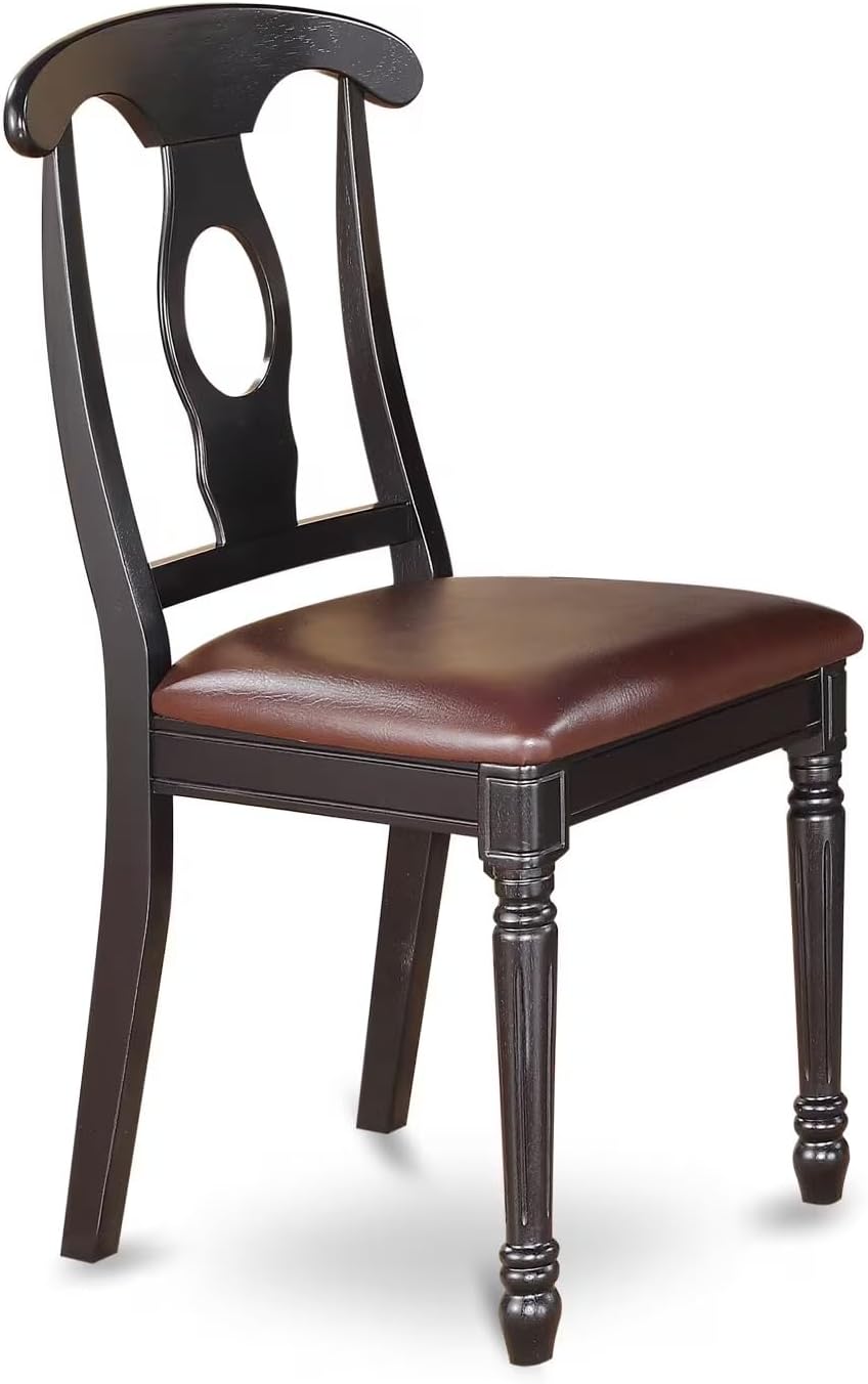 East West Furniture DOKE5-BCH-LC 5 Piece Dinette Set for 4 Includes a Rectangle Dining Room Table with Butterfly Leaf and 4 Faux Leather Kitchen Dining Chairs, 42x78 Inch, Black & Cherry