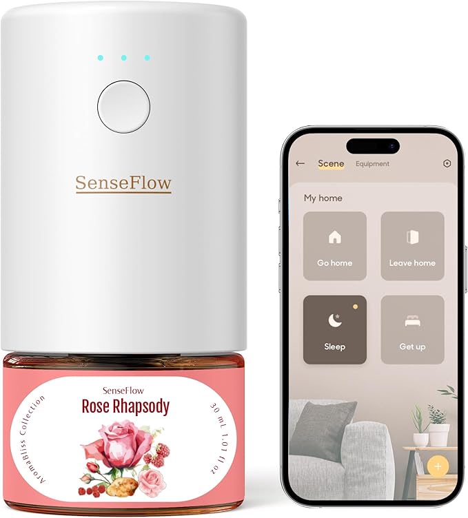 SF101S Smart Wi-Fi Waterless Plug-In Air Freshener, 100% Plant-Based Ultrasonic Diffuser, Adjustable 120-Day Scent Air Mist, Covers 100㎡ for Home, Hotel-Rose Rhapsody