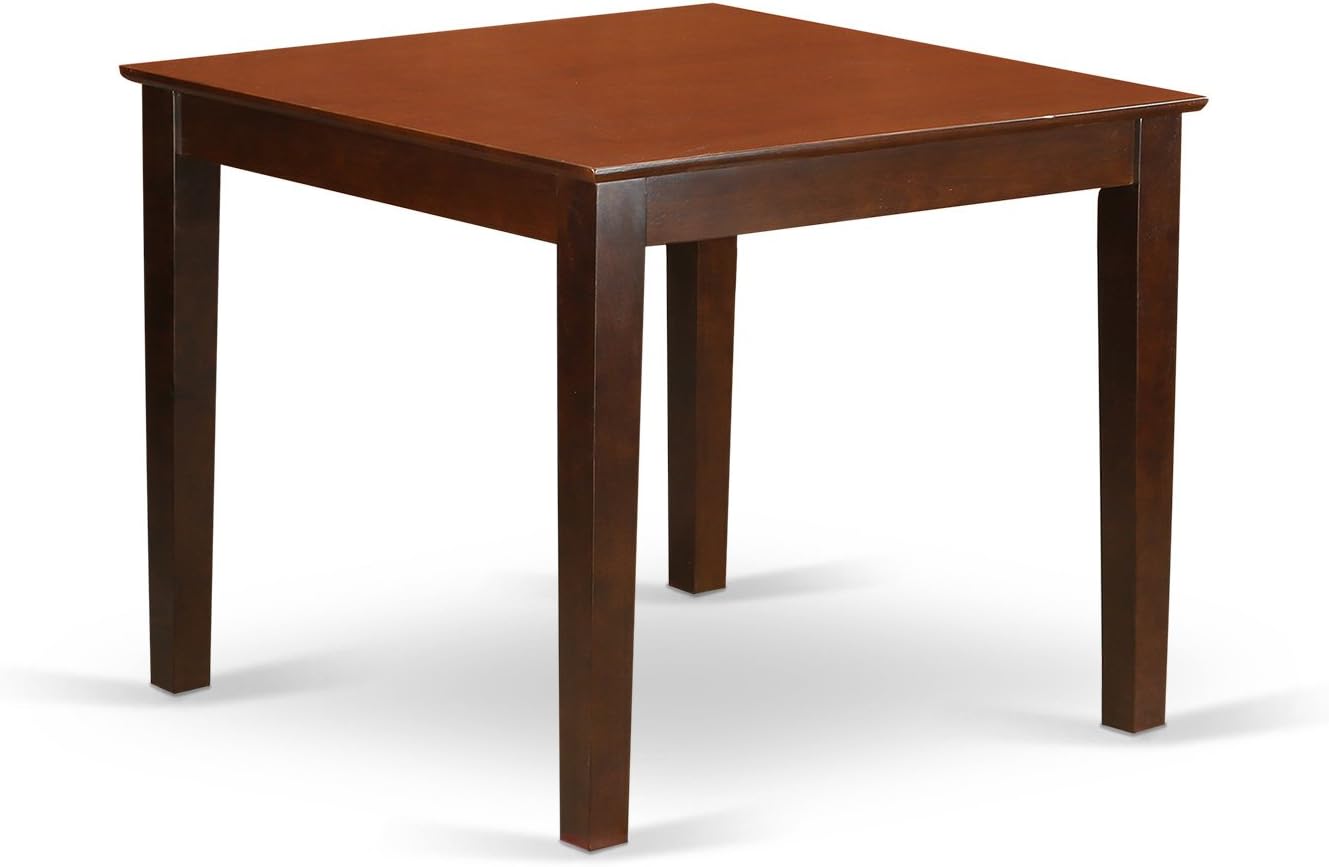 East West Furniture OXEL5-MAH-16 5 Piece Dining Room Table Set Includes a Square Kitchen Table and 4 Dark Khaki Linen Fabric Parson Dining Chairs, 36x36 Inch, Mahogany